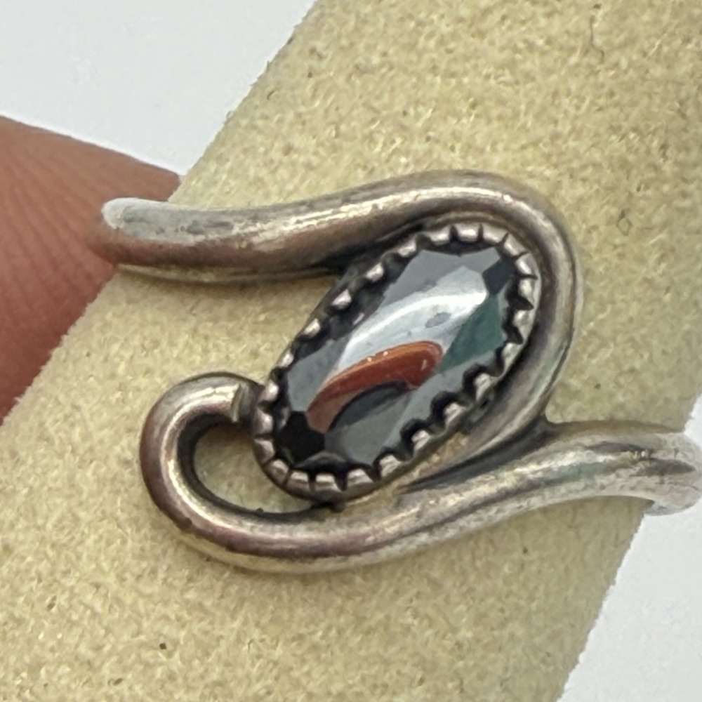 Wheeler MW Southwest Sterling Ring Modernist Gray Stone‎ Sz 4.25 Pinky